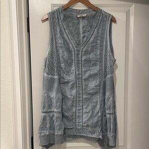 Soft surroundings boho blue tunic size 1x